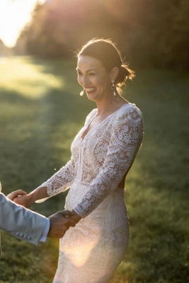 Vintage Brautkleider mit Ärmel | Spitze Hochzeitskleider Meerjungfrau_6