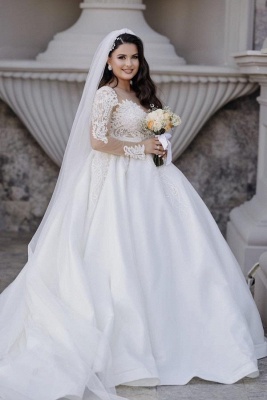 Beautiful Wedding Dresses Satin Princess Wedding Dresses with Sleeves