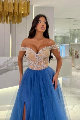 Designer Prom Dresses King Blue Evening Dress Evening Wear with Glitter_2