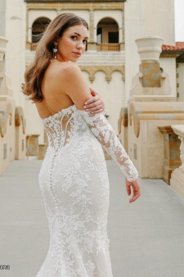 Modern Wedding Dresses with Sleeves Bridal Mermaid Lace_2