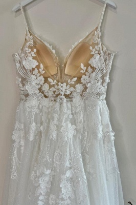 Modern Wedding Dresses A Line Lace Wedding Dresses with Glitter_3