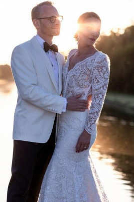 Vintage Brautkleider mit Ärmel | Spitze Hochzeitskleider Meerjungfrau_3