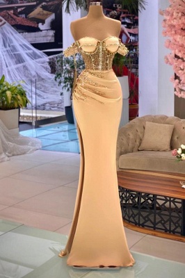 Champagne Prom Dresses Long Glitter Ball Gowns Mermaid Style