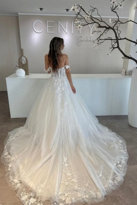 Elegante Hochzeitskleider A Linie Brautkleider Brautmoden mit Spitze_3