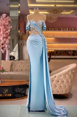 Elegant Evening Dresses Long Blue Ball Gowns with Glitter