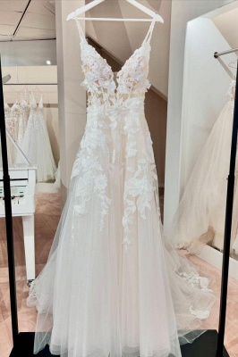 Simple Wedding Dresses A Line Lace Bridal Gowns Made of Tulle