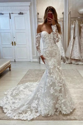 Modern Wedding Dresses with Sleeves Bridal Mermaid Lace