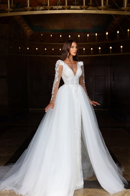 Chic Wedding Dresses A-Line online Wedding Dresses with Sleeves