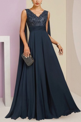 Mother of the Bride Dress Long Blue Dresses for Mother of the Bride with Sleeves