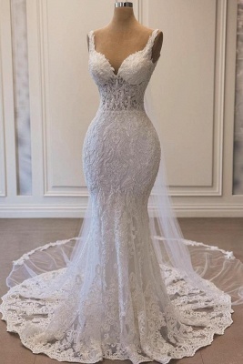 Beautiful Wedding Dress Mermaid Lace Wedding Dresses with Glitter