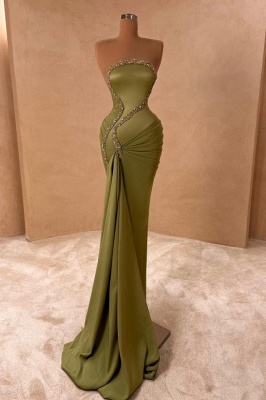 Olive Green Prom Dress Long Mermaid Ball Gowns Cheap