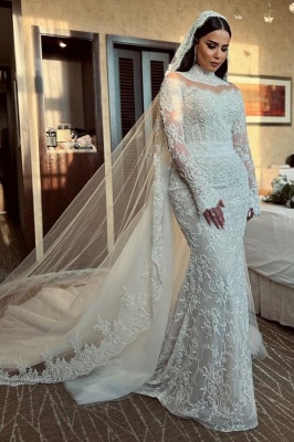 Vintage Wedding Dresses Mermaid Lace Wedding Dress with Sleeves