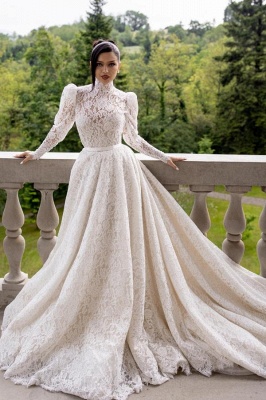 Elegant Wedding Dresses Lace Wedding Dress A Line With Sleeves