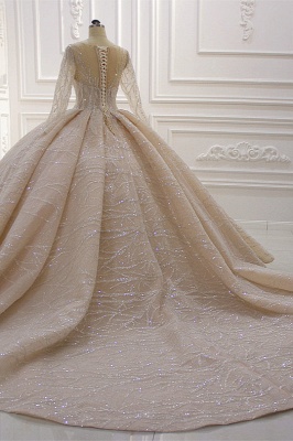 Extravagante Brautkleider Prinzessin | Hochzeitskleider Glitzer mit Ärmel_8