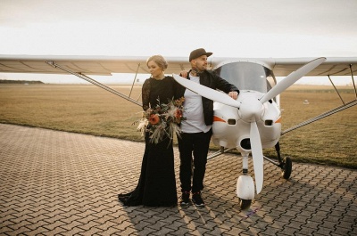 Gothic Brautkleider Schwarz | Meerjungfrau Hochzeitskleid mit Ärmel_4